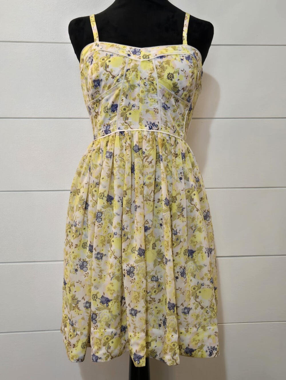 Yellow Floral Sundress with Removable Spaghetti Straps